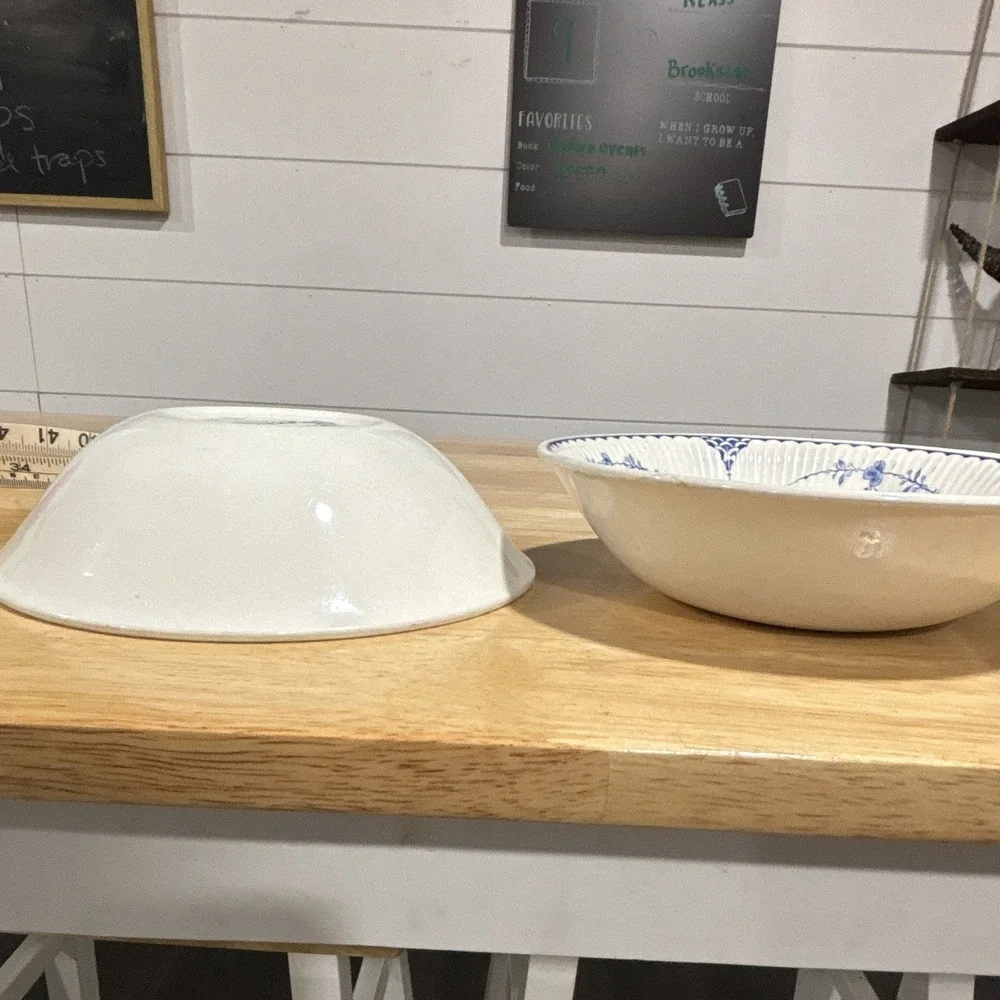 Franciscan Denmark Ironstone Cereal Bowls, Blue/White Floral, 7 in, Set of 2